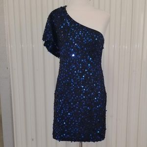 Arden B  Blue Sequin Mini Dress